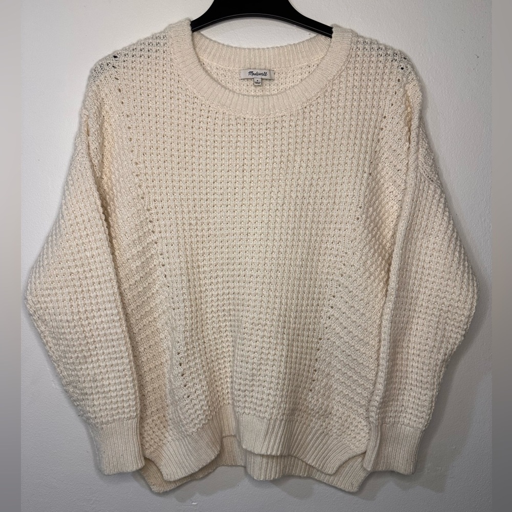 Madewell Women's Cream Knit Sweater Heavyweight Wool Blend